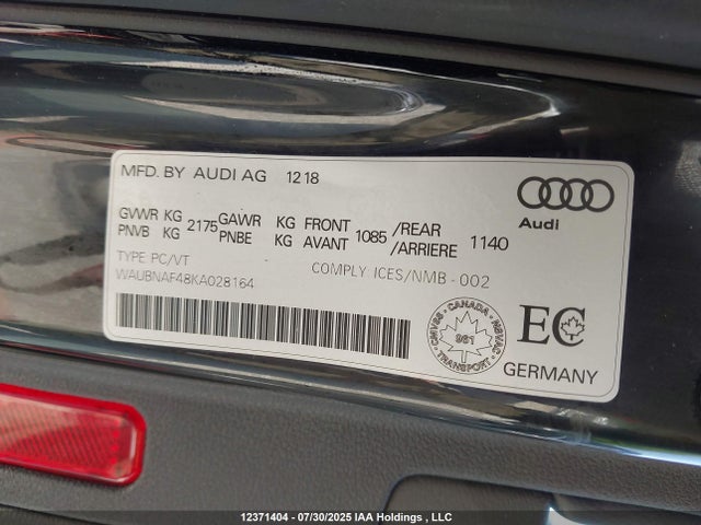 Audi 2019 2019 WAUBNAF48KA028164 Image 9