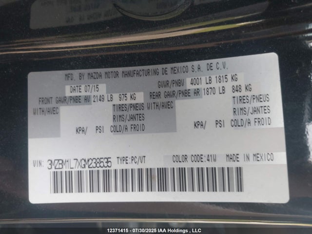 3MZBM1L7XGM238535 Mazda pe