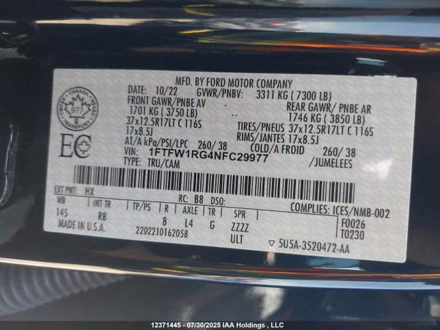 Ford gtdi 2022 1FTFW1RG4NFC29977 Image 9