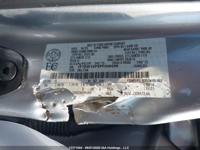 Ford 2.7l-4v 2023 1FTEW1EP5PFD00298 Image 9