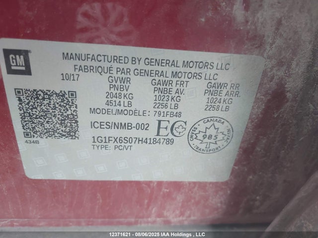 Chevrolet 2017 2017 1G1FX6S07H4184789 Image 9