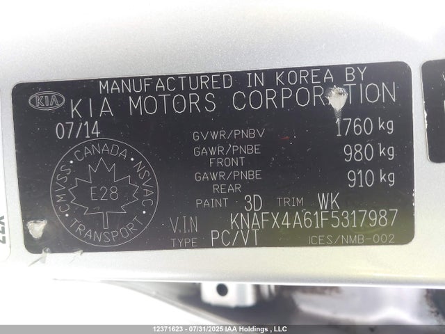 KIA dohc mpi nu 2015 KNAFX4A61F5317987 Image 9