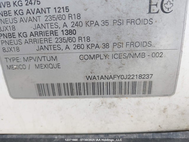 Audi Q5 2018 WA1ANAFY0J2218237 Image 9