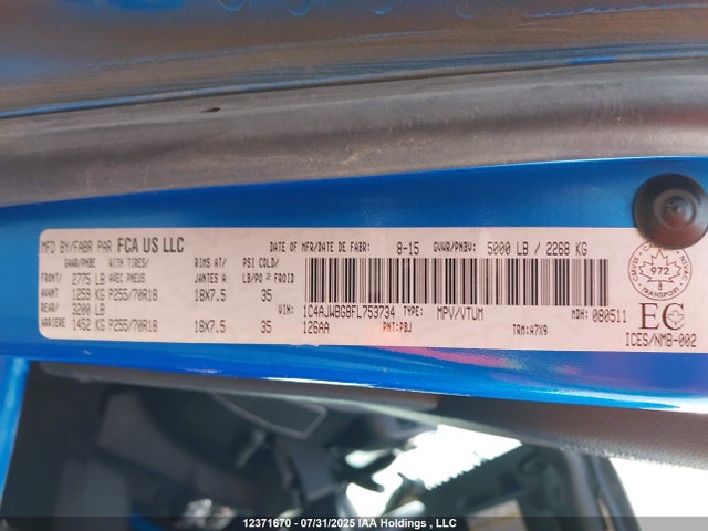 1C4AJWBG8FL753734 Jeep Wrangler
