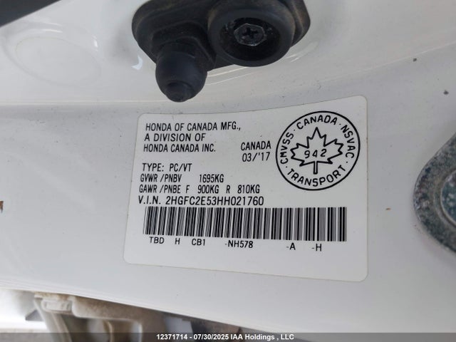 Honda k20c2 2017 2HGFC2E53HH021760 Image 9