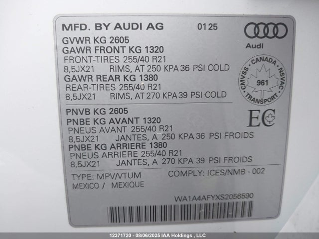 Audi 3.0 tfsi 2025 WA1A4AFYXS2056590 Image 9