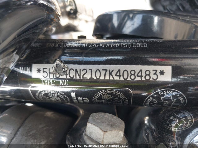 12371782 :رقم المزاد ، 5HD4CN2107K408483 vin ، 2007 Harley-davidson Xl883 مزاد بيع