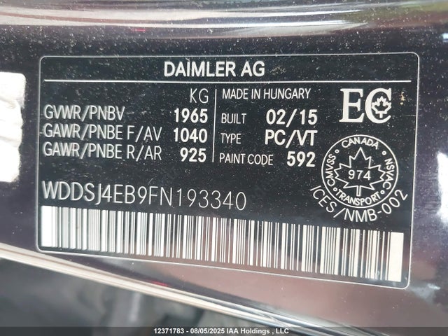Mercedes-Benz 2015 2015 WDDSJ4EB9FN193340 Image 9