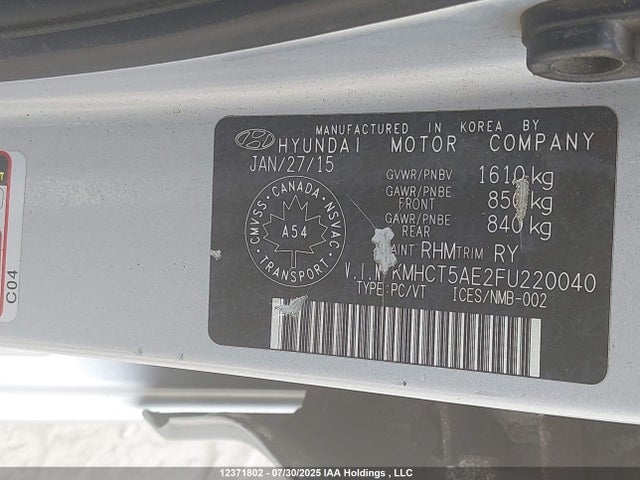 Hyundai dohc gdi gamma 2015 KMHCT5AE2FU220040 Image 9