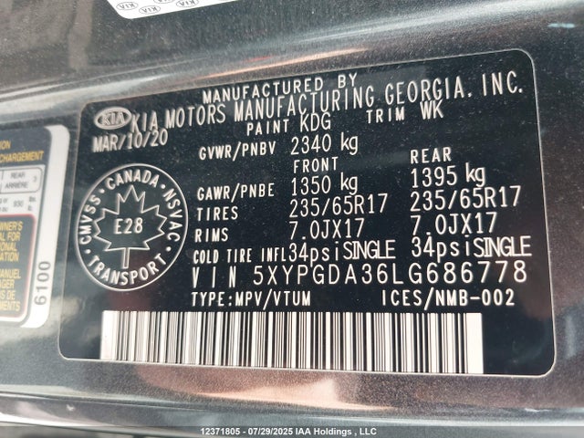 KIA gdi theta-ii 2020 5XYPGDA36LG686778 Image 18