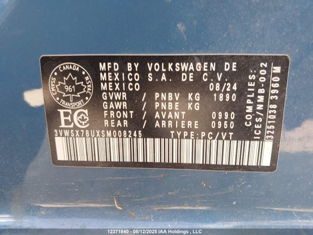 Volkswagen tsi 2025 3VWSX7BUXSM008245 Image 9