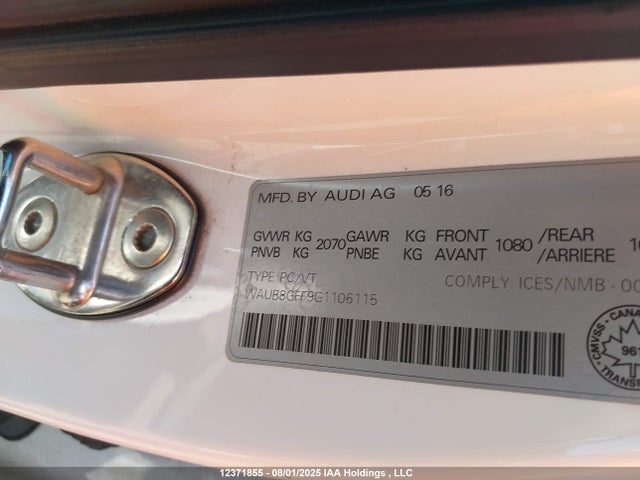 Audi A3 2016 WAUB8GFF9G1106115 Image 9