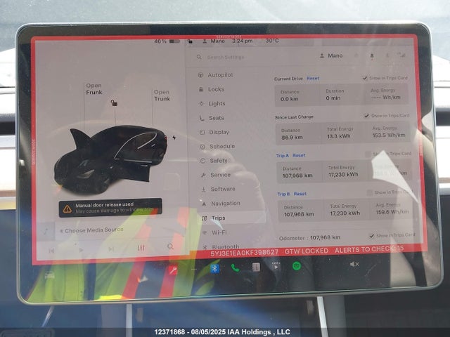 5YJ3E1EA0KF398627 Tesla MODEL 3