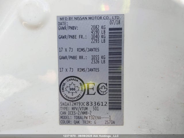 Nissan Rogue 2018 5N1AT2MT9JC833612 Image 9