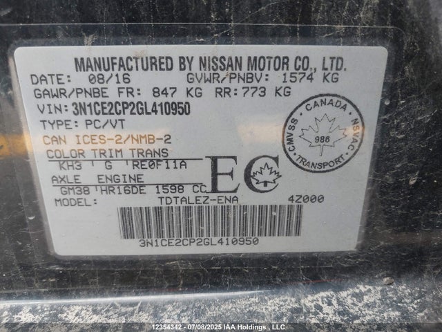 Nissan VERSA NOTE 2016 3N1CE2CP2GL410950 Image 9