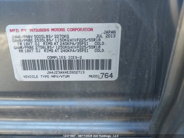 Mitsubishi sohc mivec 2014 JA4JZ3AX4EZ602713 Image 9