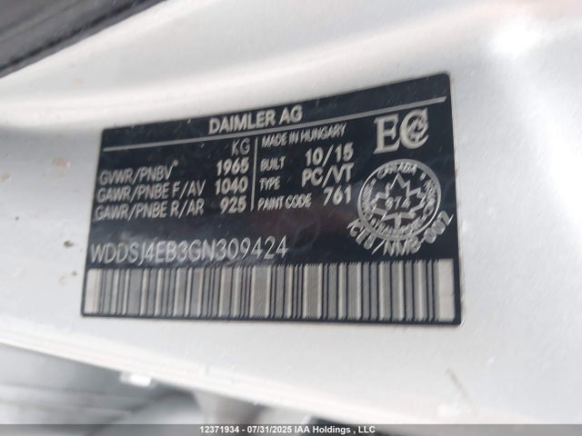 Mercedes-Benz 2016 2016 WDDSJ4EB3GN309424 Image 9