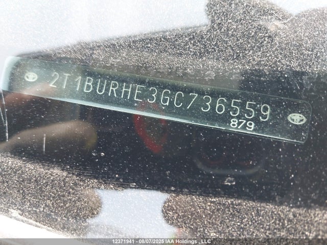 12371941 :رقم المزاد ، 2T1BURHE3GC736559 vin ، 2016 Toyota Corolla S مزاد بيع