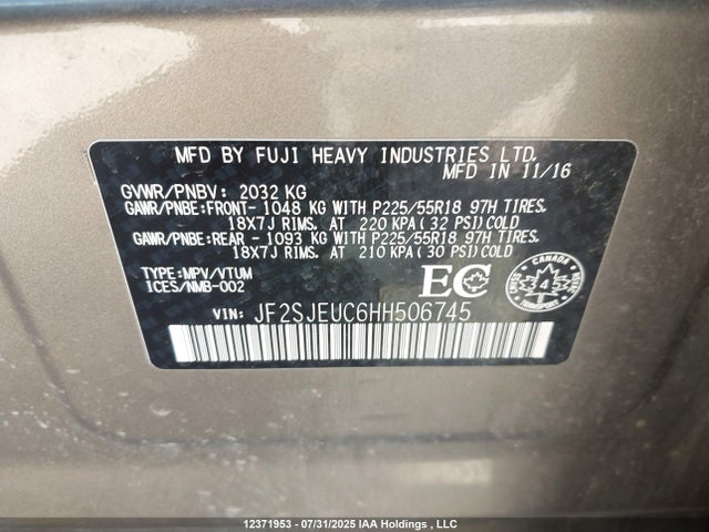 JF2SJEUC6HH506745 Subaru naturally aspirated c5