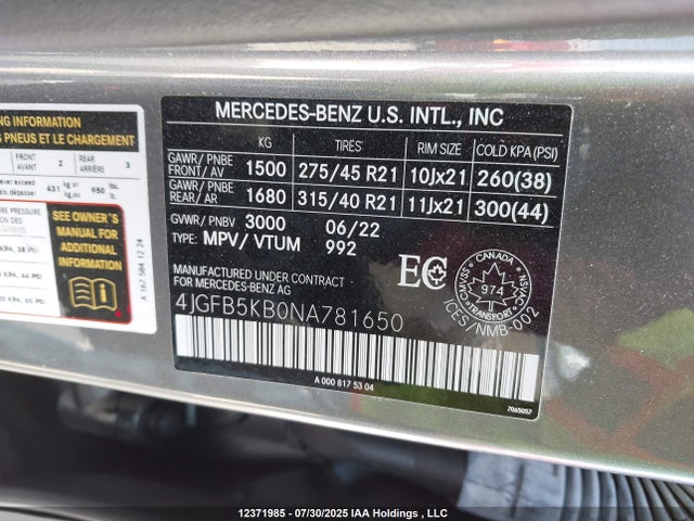 Mercedes-Benz m256 2022 4JGFB5KB0NA781650 Image 9