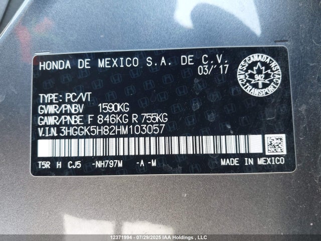 Honda l15b1/l15b3 2017 3HGGK5H82HM103057 Image 9