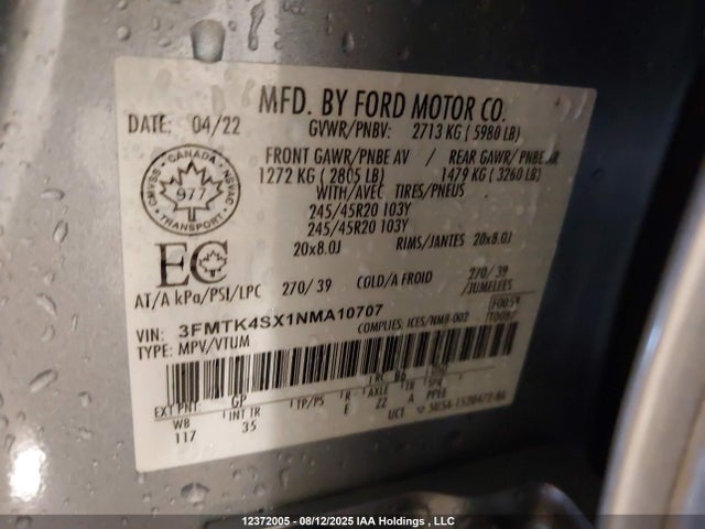 Ford 2022 2022 3FMTK4SX1NMA10707 Image 19