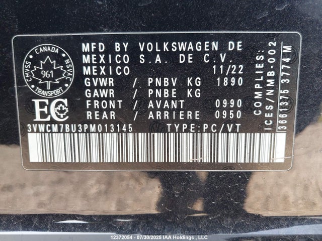 Volkswagen tsi 2023 3VWCM7BU3PM013145 Image 9