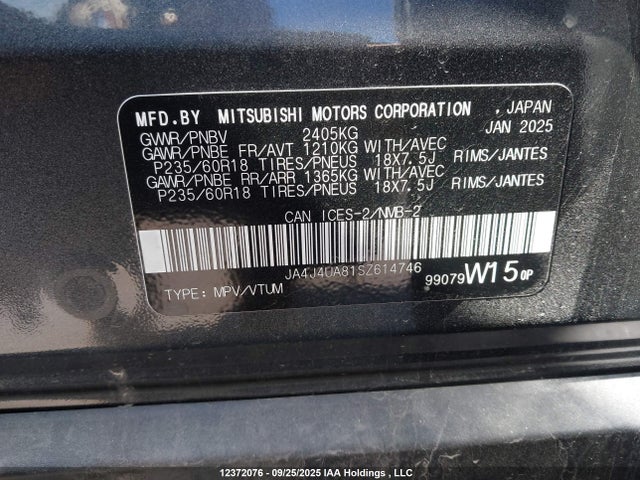 Mitsubishi 2025 2025 JA4J4UA81SZ614746 Image 9