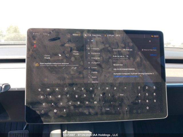 5YJ3E1EB4NF299029 Tesla MODEL 3