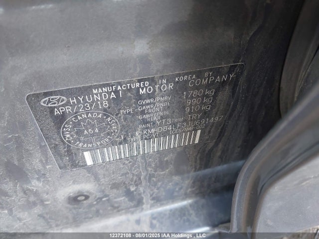 KMHD84LF3JU691497 Hyundai mpi nu