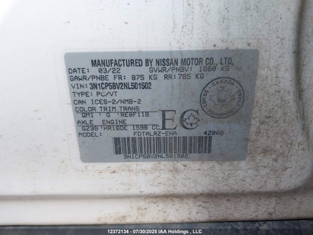 3N1CP5BV2NL501502 Nissan Kicks