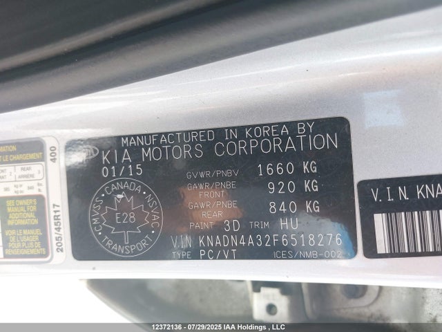 KIA dohc gamma 2015 KNADN4A32F6518276 Image 9