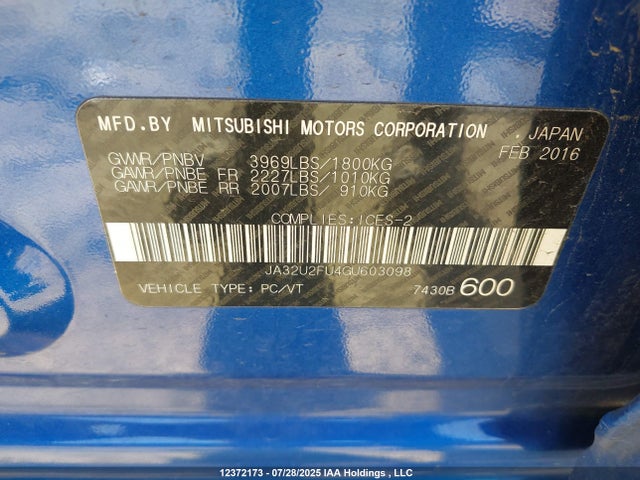 JA32U2FU4GU603098 Mitsubishi dohc mivec