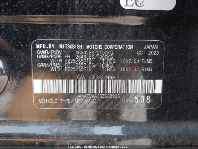 JA4ATVAA3RZ608906 Mitsubishi tc/ic mivec