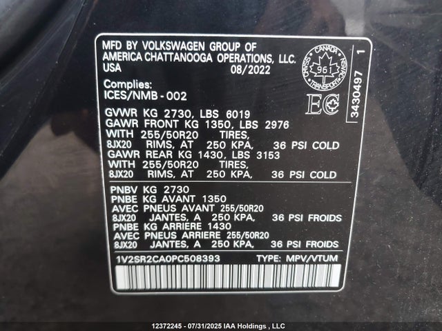 1V2SR2CA0PC508393 Volkswagen 3.6 fsi