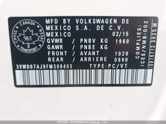 3VWD07AJ9FM308403 Volkswagen 1.8t