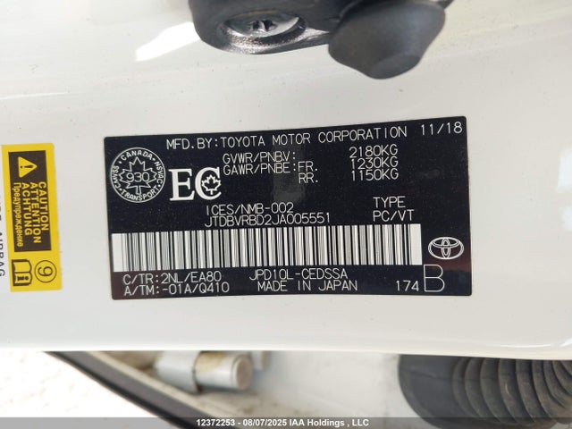 12372253 :رقم المزاد ، JTDBVRBD2JA005551 vin ، 2018 Toyota Mirai مزاد بيع