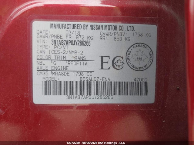 Nissan Sentra 2018 3N1AB7AP0JY286266 Image 19