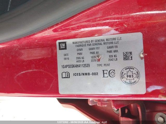 Buick lea - sidi: spark ignited direct injection, e85 max, alum 2017 1G4PS5SK4H4112529 Image 19
