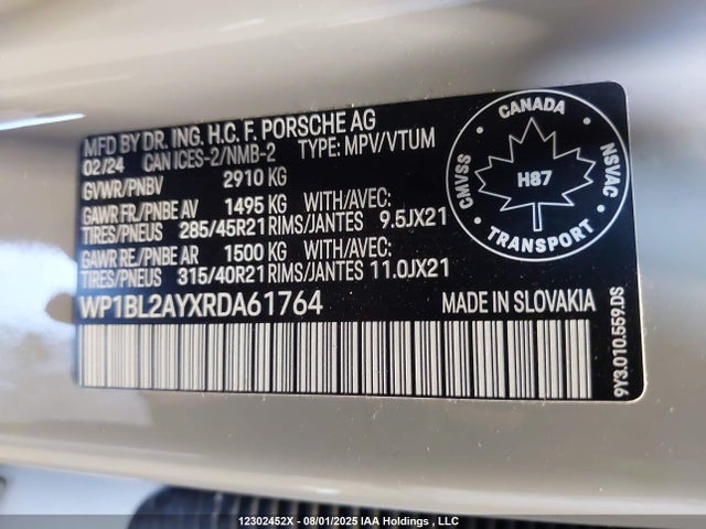 WP1BL2AYXRDA61764 Porsche 2024