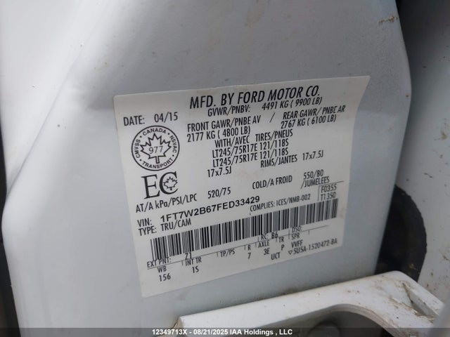 Ford 2015 2015 1FT7W2B67FED33429 Image 9