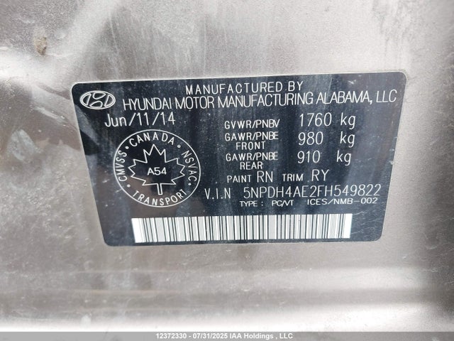 Hyundai dohc mpi nu 2015 5NPDH4AE2FH549822 Image 18