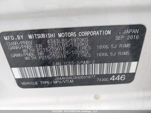 Mitsubishi 2.0 dohc mivec 2017 JA4AH3AU3HZ601677 Image 19