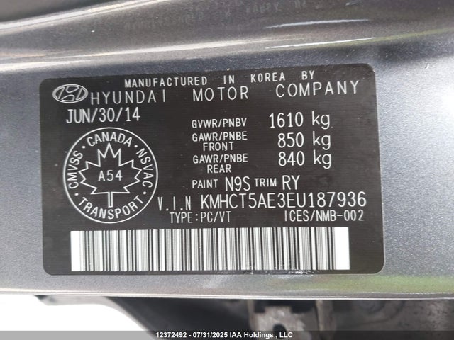 Hyundai dohc gdi gamma 2014 KMHCT5AE3EU187936 Image 9