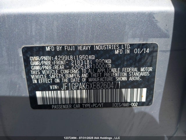 JF1GPAK6XE8260471 Subaru Impreza