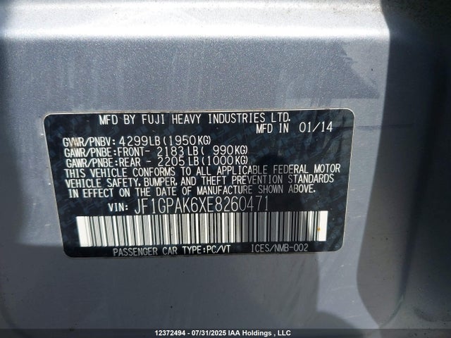 JF1GPAK6XE8260471 Subaru Impreza