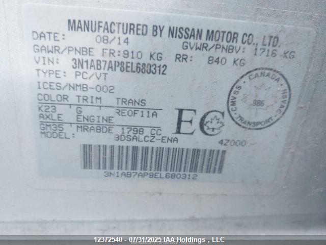 Nissan 2014 2014 3N1AB7AP8EL680312 Image 10