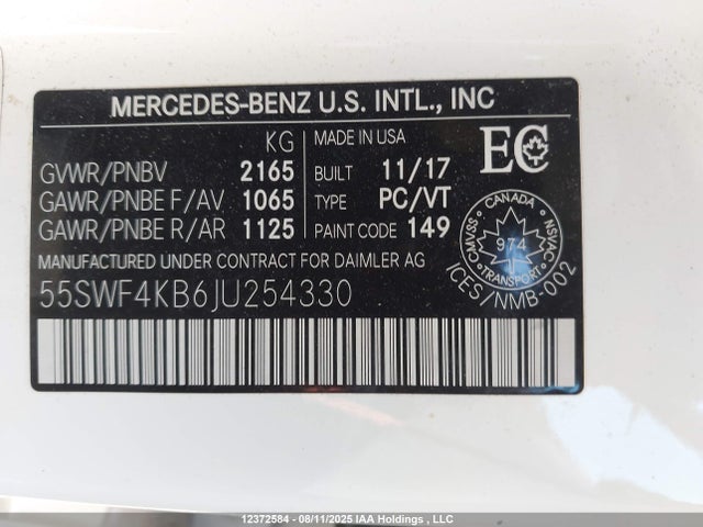 55SWF4KB6JU254330 Mercedes-Benz m274