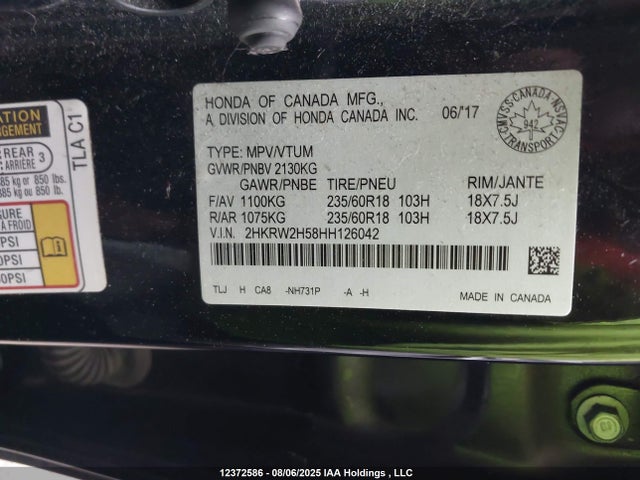 Honda l15be 2017 2HKRW2H58HH126042 Image 9