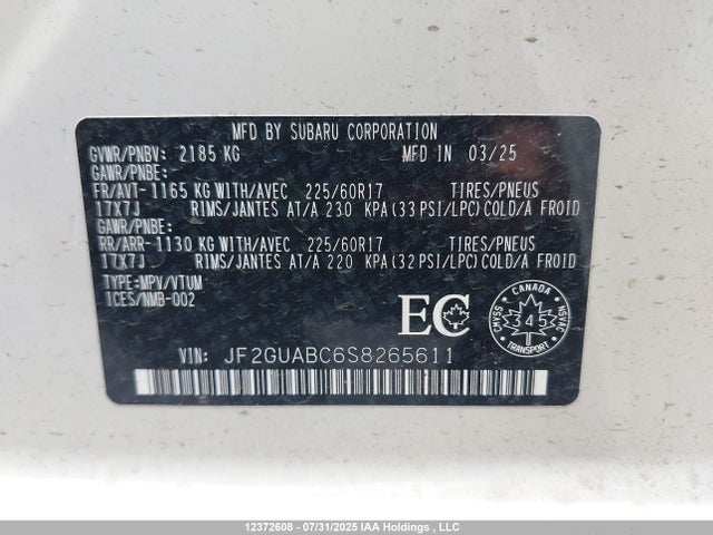 JF2GUABC6S8265611 Subaru na